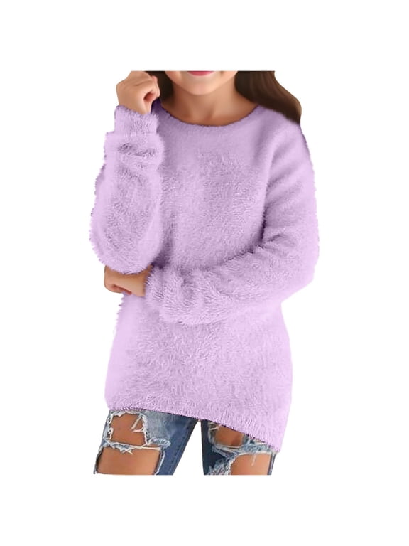 Sweaters for Girls 2025 Fall Fashion Casual Lightweight Long Sleeve Cozy Pullovers Loose Fluffy Fuzzy Jumper Sweater Uniform Sweater For Girls