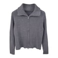thumbnail image 1 of Sweaters for Girls Fall Outfits Girls High Neck Zip Cardigan Knit Sweater Jacket for Autumn And Winter Versatile Comfortable Warm Cover Up for Kids, 1 of 6
