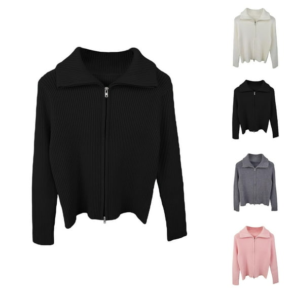 Sweaters for Girls Fall Sweater Girls High Neck Zip Cardigan Knit Sweater Jacket for Autumn And Winter Versatile Comfortable Warm Cover Up for Kids