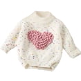 thumbnail image 1 of Sweaters for Girls Kids Toddler Valentine's Day Heart Pattern Sweater Warm Cozy Knitted Top Thickened White 2 Years-3 Years, 1 of 3
