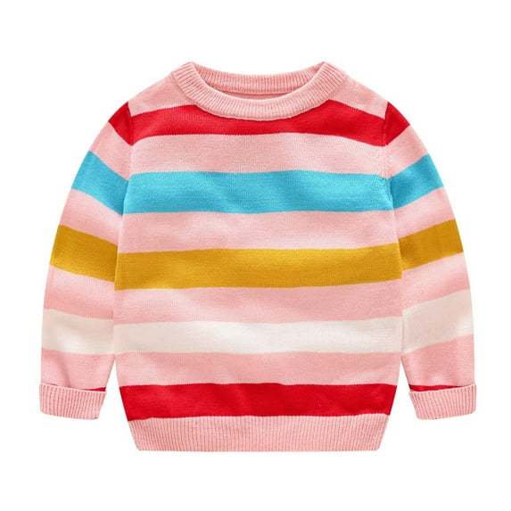 Sweaters for Kids Casual Fall Winter Warm Boys Girls Round Neck Sweatshirts Long Sleeve Patchwork Pullover Tops (9-10 Years, Pink)
