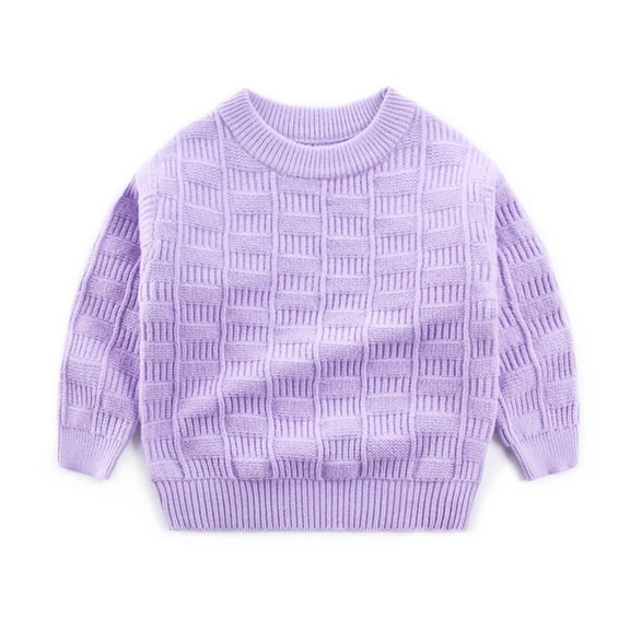 Sweaters for Kids Long Sleeve Crewneck Purple Pullover Sweater Baby Girl Warm Winter Baby Girl Sweaters 2-3 Years