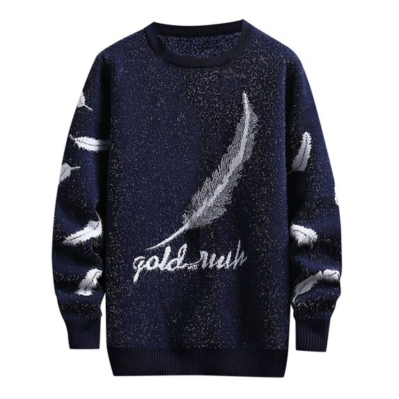 Sweaters for Men Knit Tops Blouse Solid Long Sleeve Crew Neck Printed Graphic Casual Fall Winter Pullover