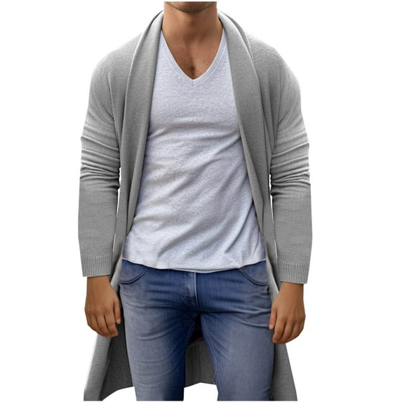 Sweaters for Men Long Cardigan Breathable Shawl Collar Knit Sweater Fall Winter Loose Overcoat Open Front Outerwear