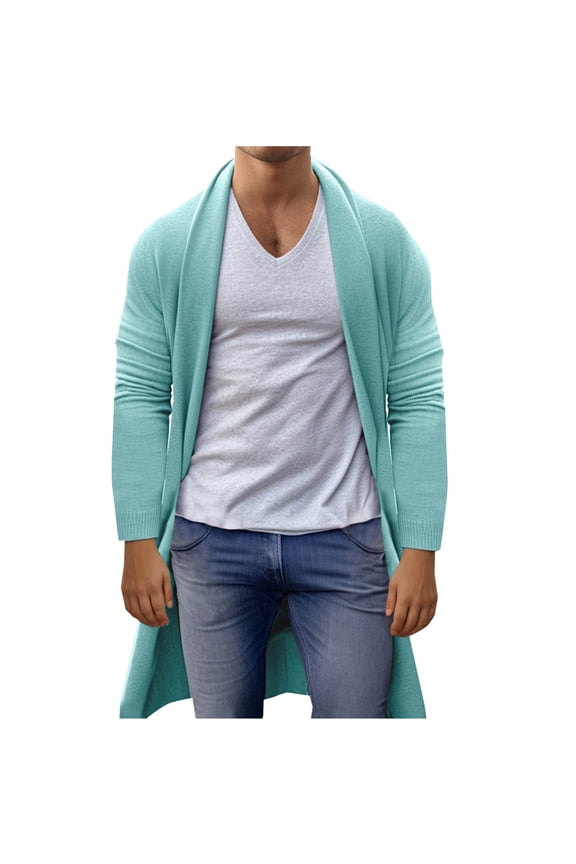 Sweaters for Men Long Cardigan Breathable Shawl Collar Knit Sweater Fall Winter Loose Overcoat Open Front Outerwear