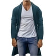 thumbnail image 1 of Sweaters for Men Long Cardigan Breathable Shawl Collar Knit Sweater Fall Winter Loose Overcoat Open Front Outerwear, 1 of 5