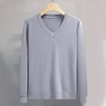 thumbnail image 1 of Sweaters for Men Long Sleeved V Neck Solid Color Texture Design Sweater Dark Gray 2XL, 1 of 6
