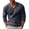 thumbnail image 1 of Sweaters for Men, Mens V Neck Sweater Slim Fit Comfortably Knitted Long Sleeve Casual Business Pullover Dress Sweater Dark Gray XL, 1 of 4