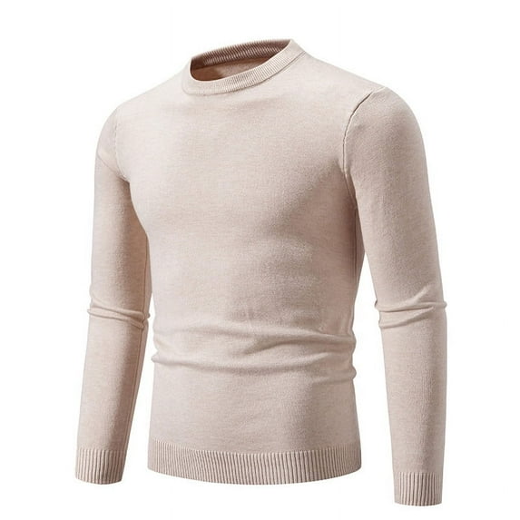 Sweaters for Men Pullover Sweater Winter Solid Color Round Neck Long Sleeved Loose Base Shirt Top Crew Neck Knitted Sweater
