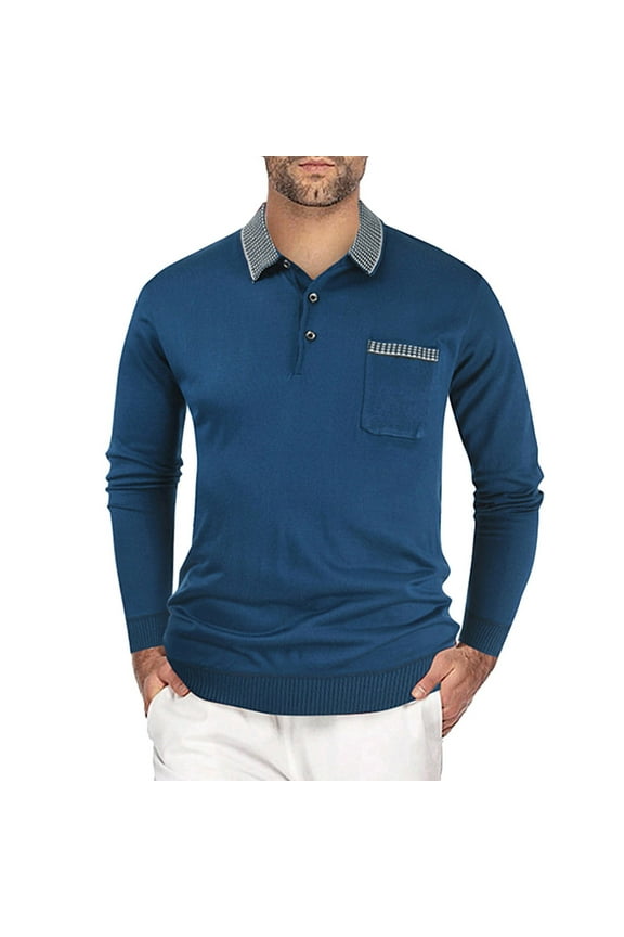 Sweaters for Men Slim Casual with Pocket Pullover Warm Lapel Knitted Button Pullovers Sweaters