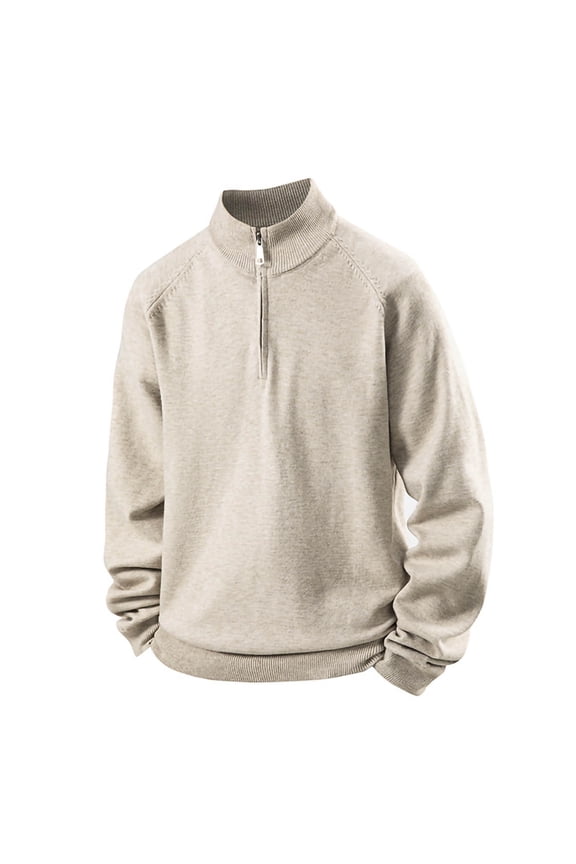 Sweaters for Men with Zipper Mock Neck Sweatshirts Mens Casual Solid Color Long Sleeve Stretchy Slim Thermal Warm Knitted Office Work Sweater Shirts