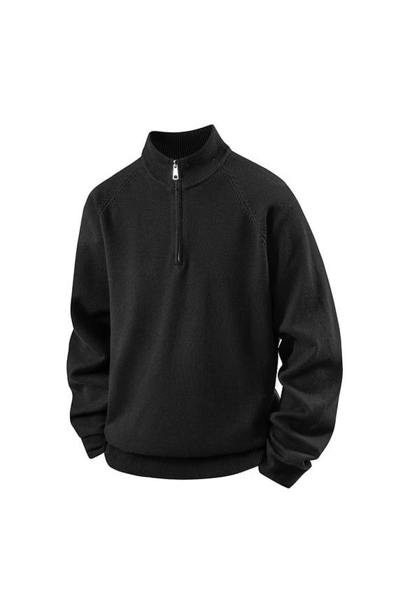 Sweaters for Men with Zipper Mock Neck Sweatshirts Mens Casual Solid Color Long Sleeve Stretchy Slim Thermal Warm Knitted Office Work Sweater Shirts