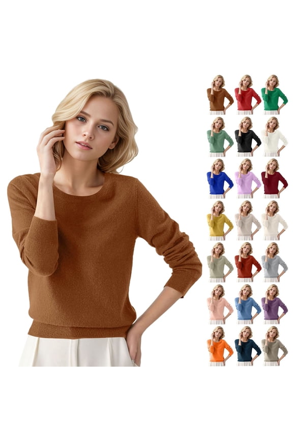 Sweaters for Women 100% Merino Wool Base Layer Shirts Long Sleeve Casual Crewneck Tees Tops Pullover Sweater, Purple Size S