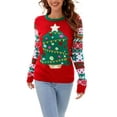 thumbnail image 1 of Sweaters for Women 2023 Trendy Christmas Day Pullover Sweaters Contrast Color Crewneck Sweater Shermie, 1 of 6