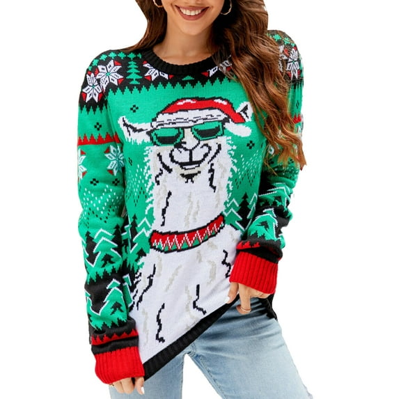 Sweaters for Women 2023 Trendy Ugly Christmas Sweater Crewneck Long Sleeve Knitted Pullover Sweaters Shermie