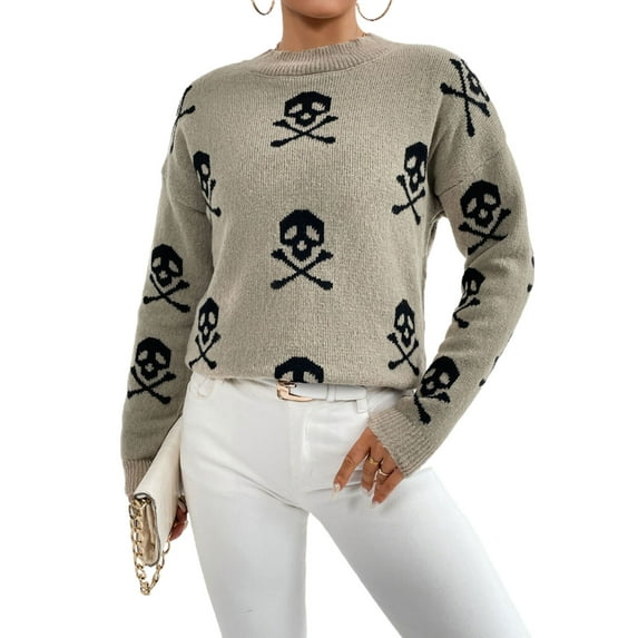 Sweaters for Women Halloween Trendy Pullover Sweaters Casual Knit Crewneck Sweater Tops Shermie