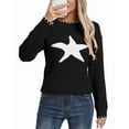 thumbnail image 1 of Sweaters for Women 2024 Trendy Front Star Printed Crewneck Sweater Casual Knitted Lightweight Pullover Sweater Shermie, 1 of 6