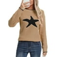 Sweaters for Women 2024 Trendy Front Star Printed Crewneck Sweater