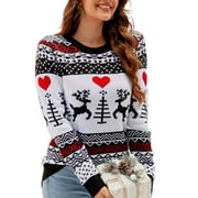 Sweaters for Women Trendy Ugly Christmas Sweater Crewneck Long Sleeve Knitted Pullover Sweaters Shermie