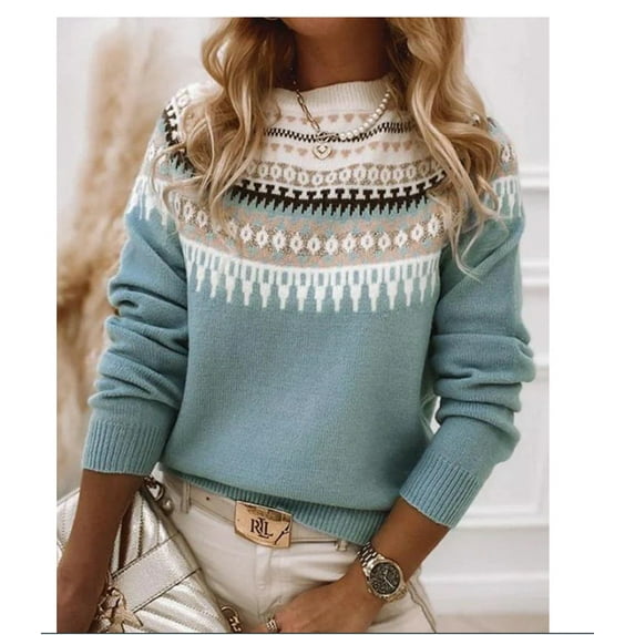 Sweaters for Women 2025 Crewneck Striped Cute Color Block Fall Winter Knitted Pullover Tops