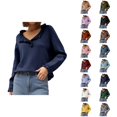 thumbnail image 1 of Sweaters for Women 2025 Fall Winter Long Sleeve Button Ruffle Crewneck Casual Knit Jumper Top Womens Pullover Sweaters, 1 of 6