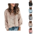 thumbnail image 1 of Sweaters for Women 2025 Fall Winter Long Sleeve Crewneck Hollow Out Knit Sweater Jumper Top Womens Pullover Sweaters, 1 of 8