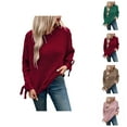 thumbnail image 1 of Sweaters for Women 2025 Fall Winter Long Sleeve Crewneck Loose Casual Knitted Jumper Tops Bow Womens Pullover Sweaters, 1 of 7