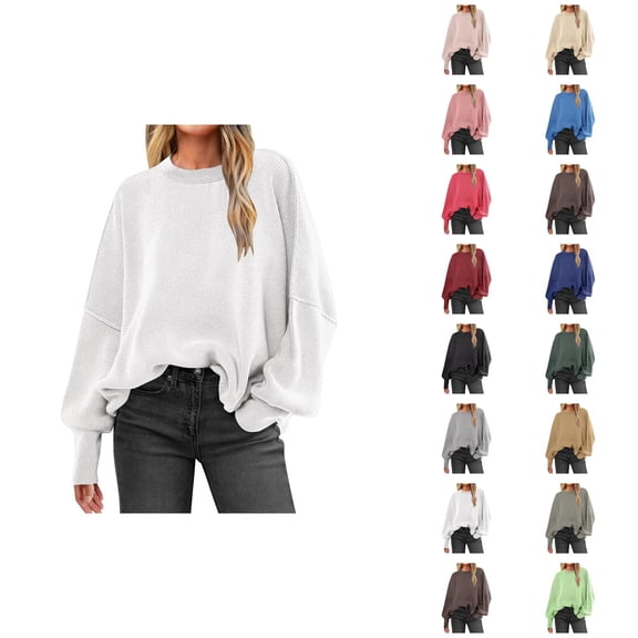 Sweaters for Women 2025 Fall Winter Long Sleeve Crewneck Loose Slit Sweater Jumper Top Womens Pullover Sweaters