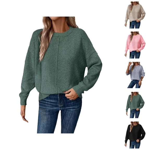 Sweaters for Women 2025 Fall Winter Long Sleeve Crewneck Loose Stylish Knitted Jumper Top Womens Pullover Sweaters