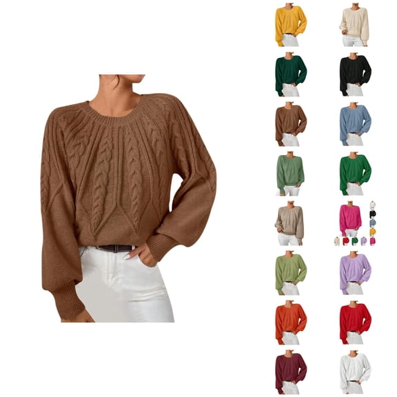 Sweaters for Women 2025 Fall Winter Long Sleeve Crewneck Ribbed Knit Casual Jumper Top Womens Pullover Sweaters
