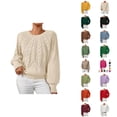 thumbnail image 1 of Sweaters for Women 2025 Fall Winter Long Sleeve Crewneck Ribbed Knit Casual Jumper Top Womens Pullover Sweaters, 1 of 4