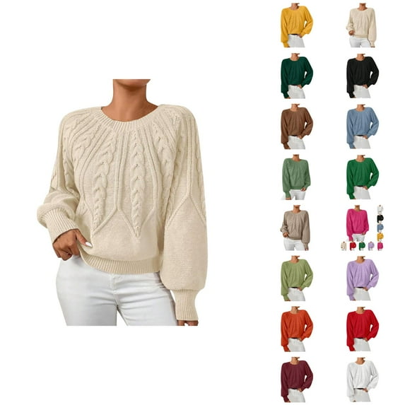 Sweaters for Women 2025 Fall Winter Long Sleeve Crewneck Ribbed Knit Casual Jumper Top Womens Pullover Sweaters