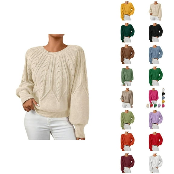 Sweaters for Women 2025 Fall Winter Long Sleeve Crewneck Ribbed Knit Casual Jumper Top Womens Pullover Sweaters
