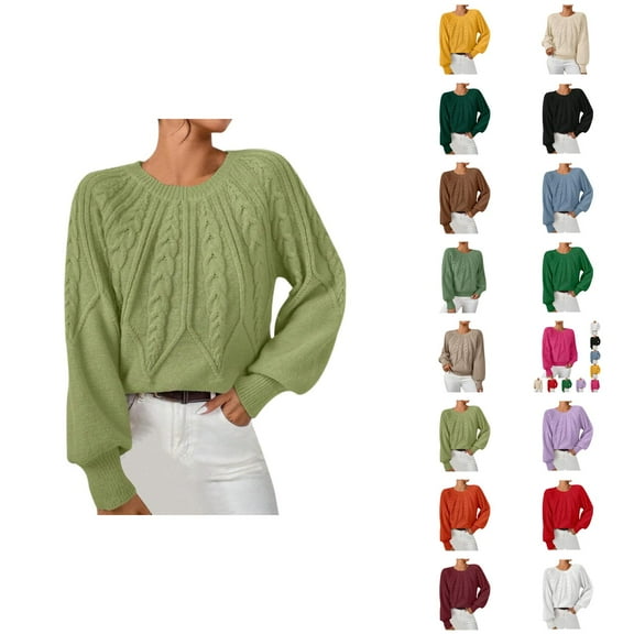 Sweaters for Women 2025 Fall Winter Long Sleeve Crewneck Ribbed Knit Casual Jumper Top Womens Pullover Sweaters