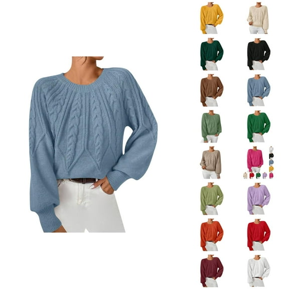 Sweaters for Women 2025 Fall Winter Long Sleeve Crewneck Ribbed Knit Casual Jumper Top Womens Pullover Sweaters