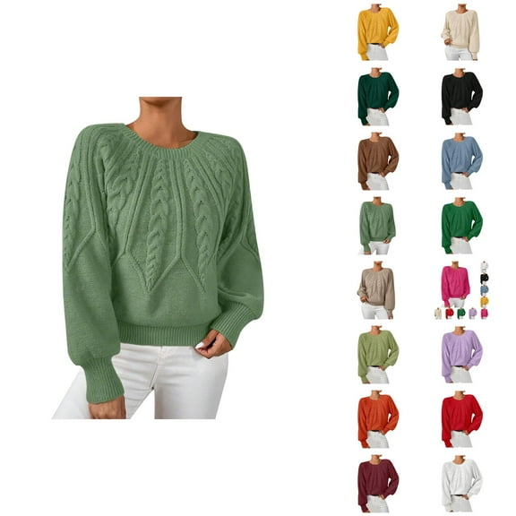 Sweaters for Women 2025 Fall Winter Long Sleeve Crewneck Ribbed Knit Casual Jumper Top Womens Pullover Sweaters