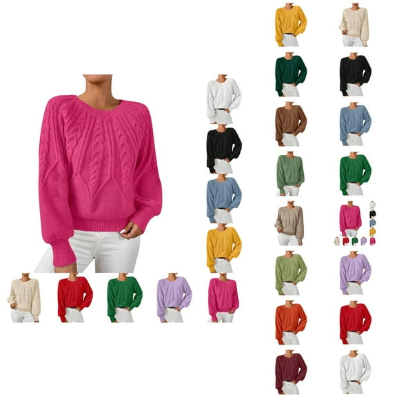 Sweaters for Women 2025 Fall Winter Long Sleeve Crewneck Ribbed Knit Casual Jumper Top Womens Pullover Sweaters