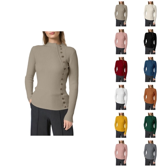 Sweaters for Women 2025 Fall Winter Long Sleeve Half Turtleneck Slim Fit Jumper Sweater Womens Pullover Sweaters