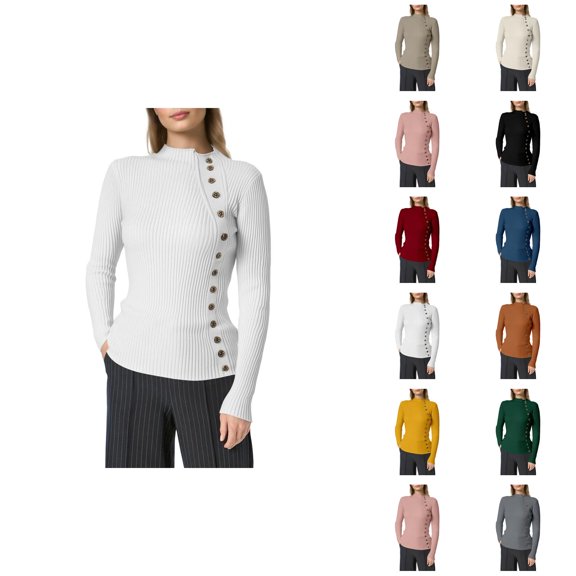 Sweaters for Women 2025 Fall Winter Long Sleeve Half Turtleneck Slim Fit Jumper Sweater Womens Pullover Sweaters