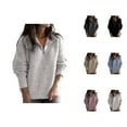 thumbnail image 1 of Sweaters for Women 2025 Fall Winter Long Sleeve Lapel Casual Knitted Jumper Tops Womens Pullover Sweaters, 1 of 6