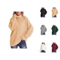 thumbnail image 1 of Sweaters for Women 2025 Fall Winter Long Sleeve Turtleneck Cable Knit Loose Jumper Tops Womens Pullover Sweaters, 1 of 3