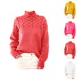 thumbnail image 1 of Sweaters for Women 2025 Fall Winter Long Sleeve Turtleneck Loose Fit Knit Sweater Jumper Top Womens Pullover Sweaters, 1 of 6