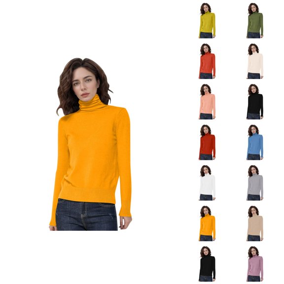Sweaters for Women 2025 Fall Winter Long Sleeve Turtleneck Seamless Wool Knit Jumper Tops Womens Pullover Sweaters