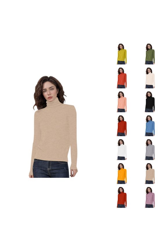 Sweaters for Women 2025 Fall Winter Long Sleeve Turtleneck Seamless Wool Knit Jumper Tops Womens Pullover Sweaters
