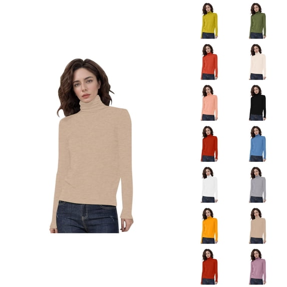 Sweaters for Women 2025 Fall Winter Long Sleeve Turtleneck Seamless Wool Knit Jumper Tops Womens Pullover Sweaters