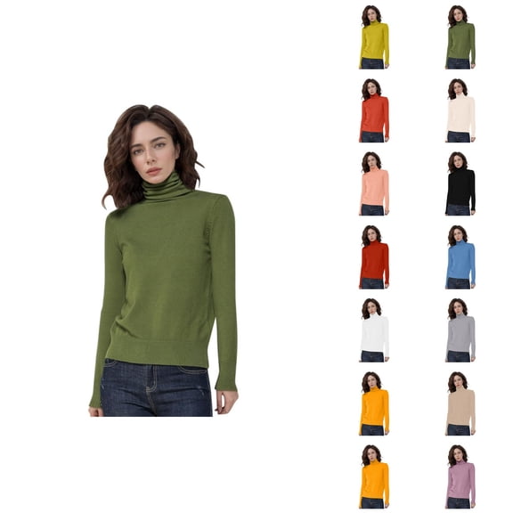 Sweaters for Women 2025 Fall Winter Long Sleeve Turtleneck Seamless Wool Knit Jumper Tops Womens Pullover Sweaters