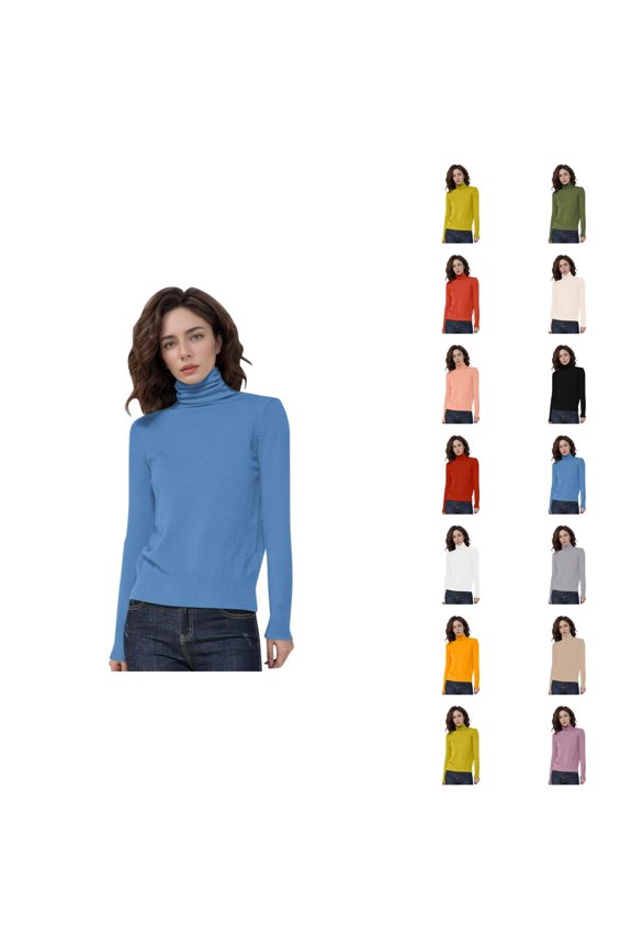 Sweaters for Women 2025 Fall Winter Long Sleeve Turtleneck Seamless Wool Knit Jumper Tops Womens Pullover Sweaters