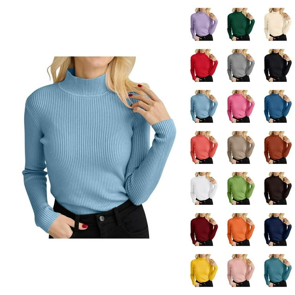 Sweaters for Women 2025 Fall Winter Long Sleeve Turtleneck Slim Fit Jumper Bottoming Shirt Womens Pullover Sweaters