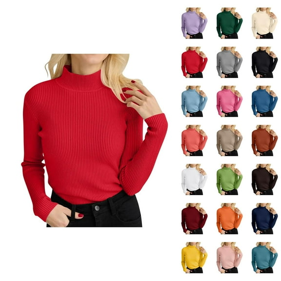 Sweaters for Women 2025 Fall Winter Long Sleeve Turtleneck Slim Fit Jumper Bottoming Shirt Womens Pullover Sweaters
