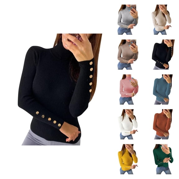 Sweaters for Women 2025 Fall Winter Long Sleeve Turtleneck Slim Fit Sweater Jumper Top Womens Pullover Sweaters